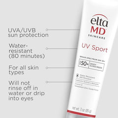 EltaMD UV Sport lotion on wet skin during outdoor activity
