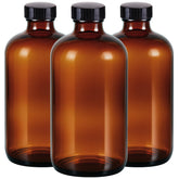 Elumeiro amber Boston Round bottle 16oz protects light-sensitive contents from UV exposure.