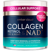Ember Cloud Collagen NAD+ Cream bottle for daily hydration and anti-aging care.