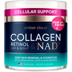 Ember Cloud Collagen NAD+ Cream bottle for daily hydration and anti-aging care.