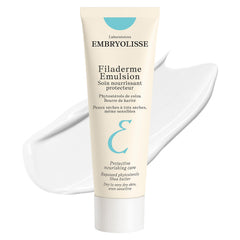 Embryolisse Filaderme Emulsion jar close-up reveals rich texture for dry skin comfort.