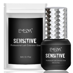 EMEDA Sensitive eyelash extension glue bottle close-up showing quick-dry action for faster appointments.