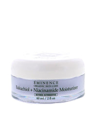 Close-up of Eminence Bakuchiol Plus Niacinamide Moisturizer jar showing creamy texture for smoothing skin.