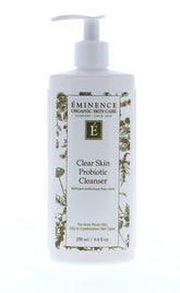 Eminence Clear Skin Probiotic Cleanser bottle close-up for daily cleansing and oil control