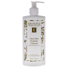 Eminence Clear Skin Probiotic Cleanser bottle close-up for balanced, refreshed skin.