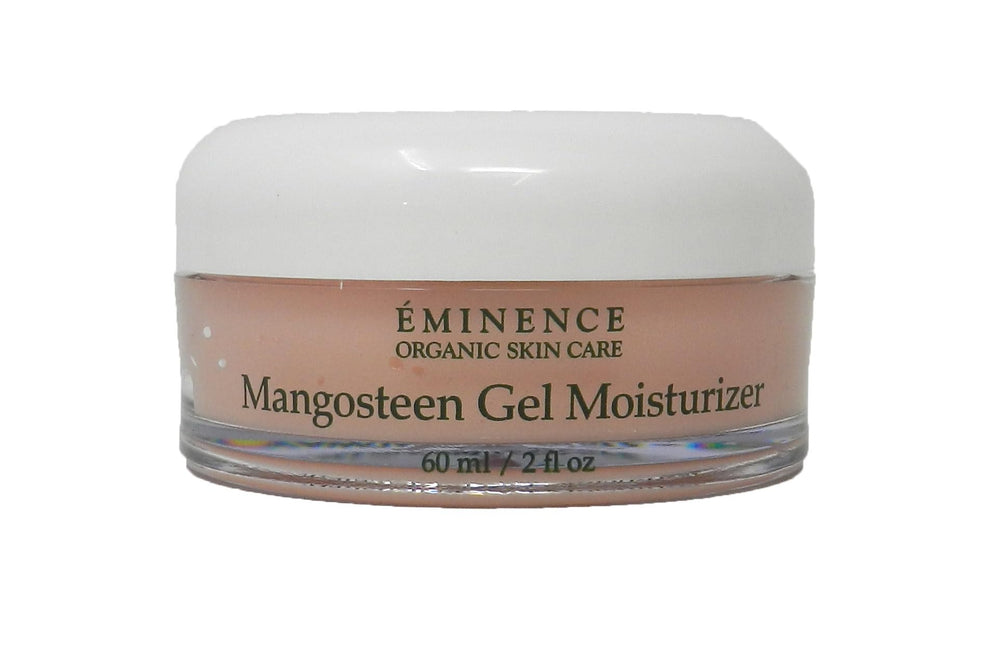 Eminence Mangosteen Gel Moisturizer packshot shows lightweight hydration and pore-minimizing gel texture.