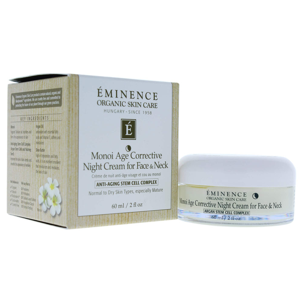 Eminence Monoi Age Corrective Night Cream jar provides deep hydration for face and neck