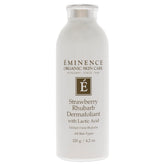 Eminence Strawberry Rhubarb Dermafoliant packaging highlights a gentle exfoliant for polished skin.