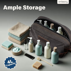 emissary Toiletry Bag main compartment open showing generous storage space