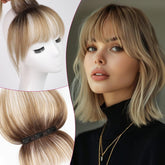 EMMOR Clip-in Bangs Ombre Ash Blonde front view for natural integration