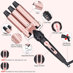 Emocci Pro tapered 3/4-inch ceramic wand for soft, tapered curls.