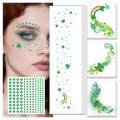 EMOME tatuajes faciales trébol brillante para look festivo fácil de aplicar