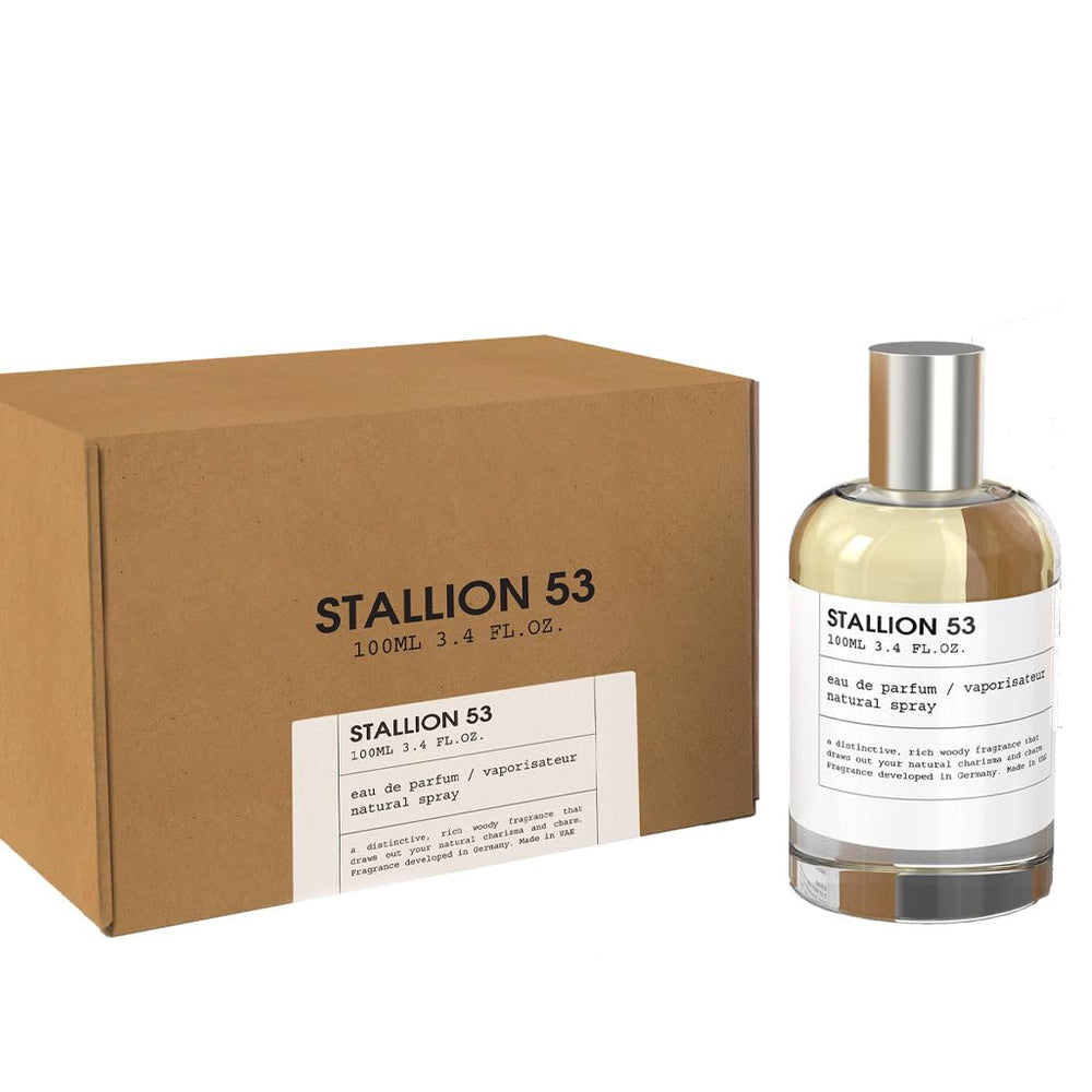 Emper Stallion 53 bottle front view, versatile unisex fragrance for everyday wear