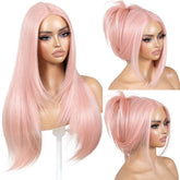 ENCOUNTERU light pink wear and go bangs front view for effortless glueless style