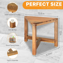 ENKEZI shower foot rest 12in side-angle view fits compact bathrooms