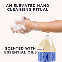 EO Hand Soap French Lavender foamy lather highlights mild cleansing for frequent use.
