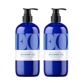 EO gel de ducha lavanda, botella frontal, aroma relajante para la piel.