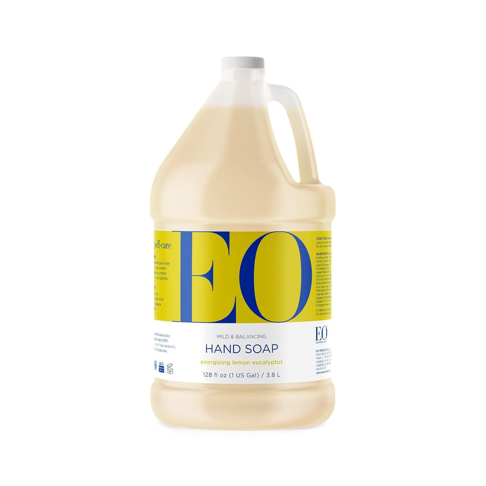 EO Lemon and Eucalyptus liquid hand soap bottle for daily gentle cleansing
