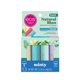 eos bálsamo labial Artic Menta en vista frontal del empaque, hidratación refrescante para todo el día.