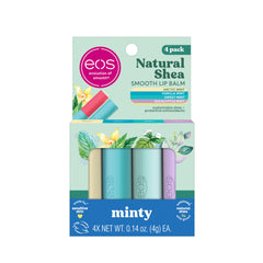 eos bálsamo labial Artic Menta en vista frontal del empaque, hidratación refrescante para todo el día.