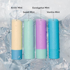 eos bálsamo labial vainilla menta en primer plano, aroma suave y hidratante.