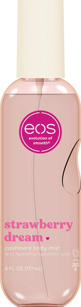 EOS Cashmere Body Mist Strawberry Dream bottle, refreshing head-to-toe fragrance for daily freshness.