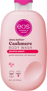 eos Cashmere Jabón Corporal Jazmín Melocotón, botella elegante para ducha suave.