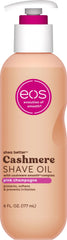 eos Cashmere Shave Oil pink champagne bottle pour for smooth shaving