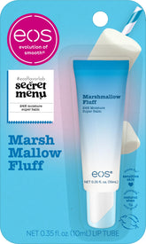 EOS Marshmallow Fluff lip balm jar showing rich hydration texture.