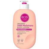 Loción corporal eos Pink Champagne, absorción rápida para piel suave.