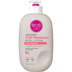 EOS Shea Better Body Lotion Coconut Waters with pump top for quick absorption.