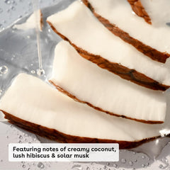 eos Shea Better Hand Cream Coconut texture close-up reveals smooth, fast-absorbing lotion.