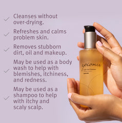Epionce Lytic Gel Cleanser removing makeup from the skin surface