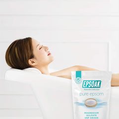 Epsoak disolución rápida en tina, agua tibia para experiencia agradable.