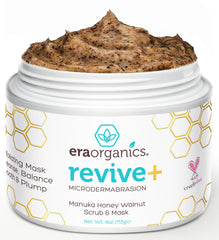 Era Organics Manuka Honey Exfoliating Face Scrub jar with gentle exfoliation for smoother skin