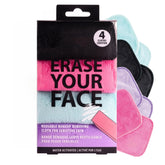 La toalla desmaquillante ERASE YOUR FACE de microfibra se usa con agua para quitar maquillaje.