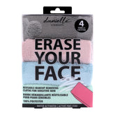 Almohadillas ERASE YOUR FACE de microfibra en pastel, uso diario para piel sensible.