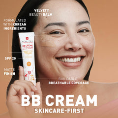 Erborian BB Cream Fair Clair swirls on skin for smooth, pore blurred coverage.