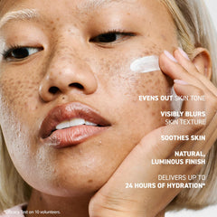 Erborian illuminating finish on skin with encapsulated pigments for a radiant effect.