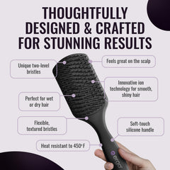 ERGO Tourmaline Ion Technology brush demonstrates frizz control in action.