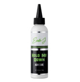Ericka J Hold Me Down adhesive bottle closeup, strong hold for lace wigs