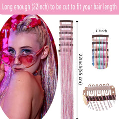 EROADE colorful hair tinsel kit with 12 colors for unique hairstyles.