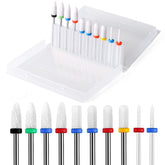 ERUIIKA 10pc ceramic nail drill bits set for acrylic and gel nails.