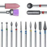 ERUIKA 14-piece nail drill bits kit in a see-through case for professional use.