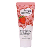 Esfolio Crema de Manos Dulce de Fresa, botella-verter, hidratación rápida para manos secas.