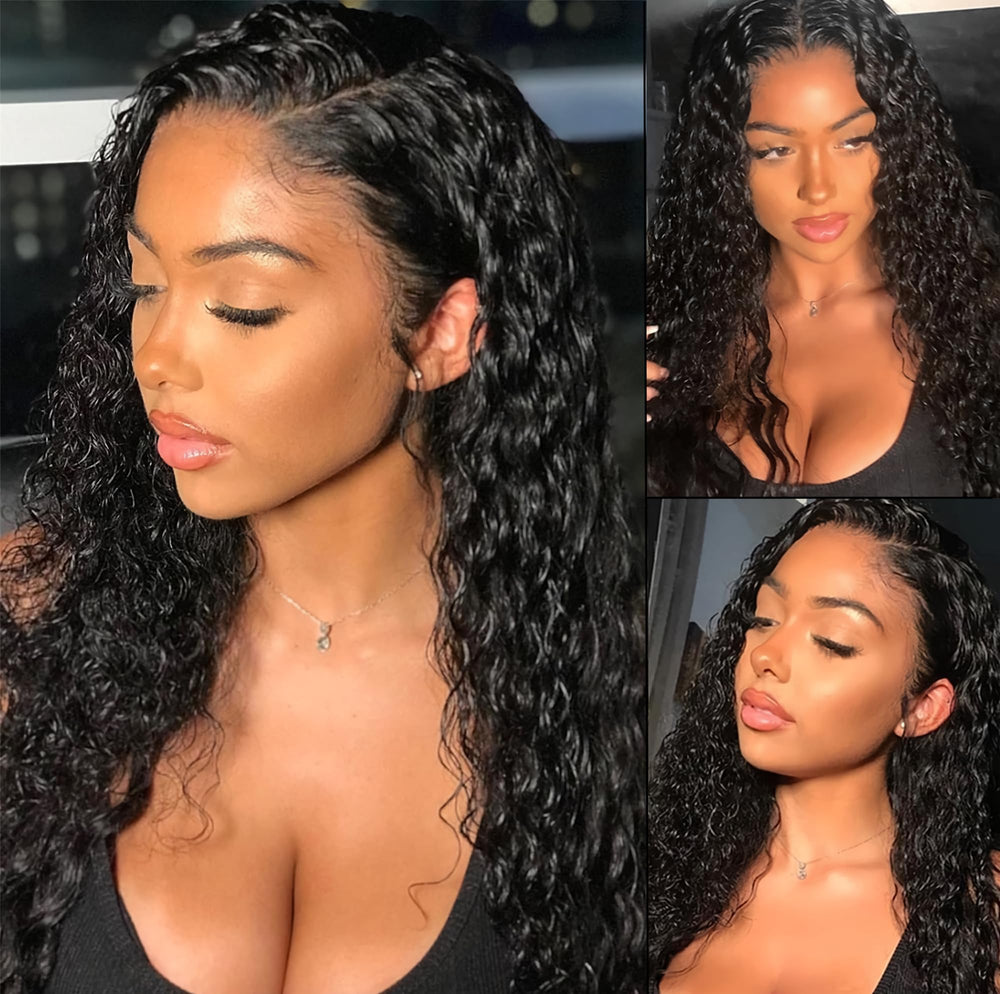ESIWONHAIR deep wave lace-front wig in 20 inches for a natural look and easy styling.