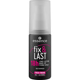 Essence Fix Last 18H mist bottle locks makeup with a lightweight finish.