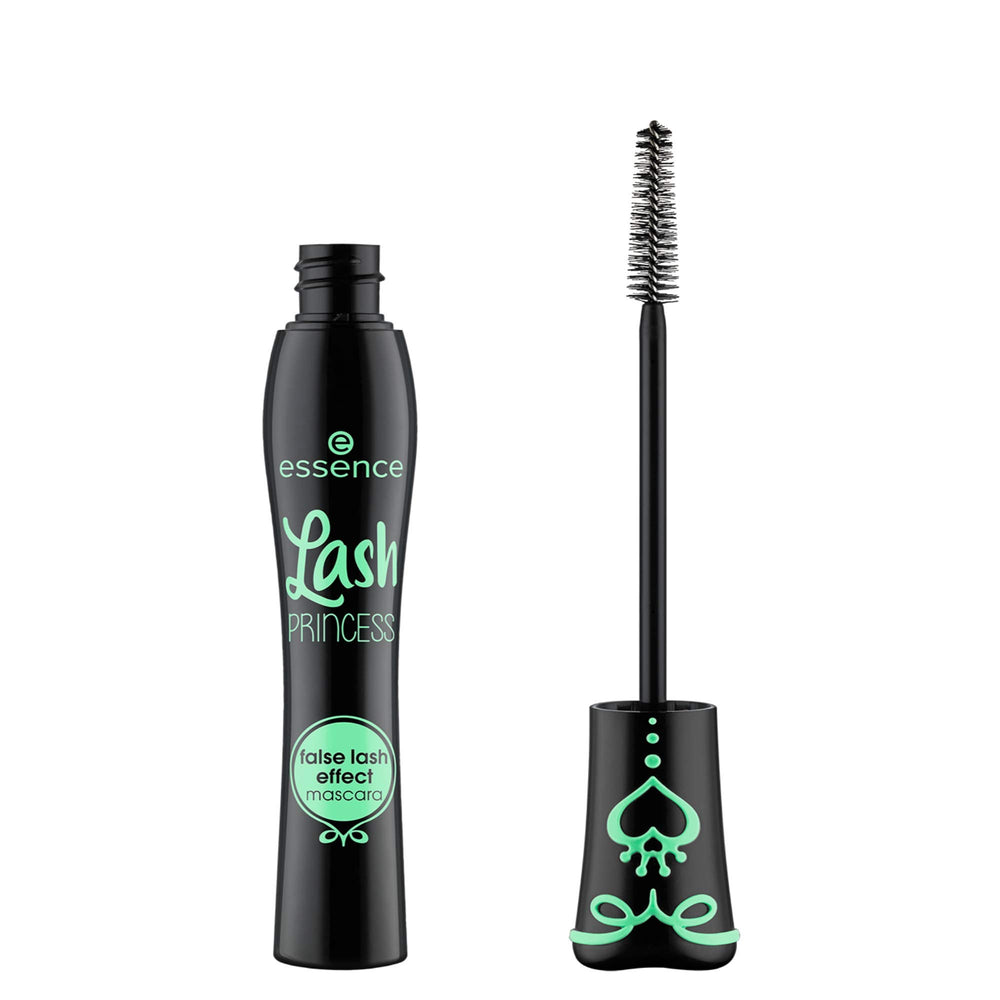 Essence Lash Princess mascara brush closeup highlighting voluminous defined lashes.