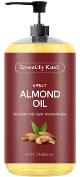 Essentially KateS Aceite de almendras dulces en botella, aroma suave para piel y cabello.