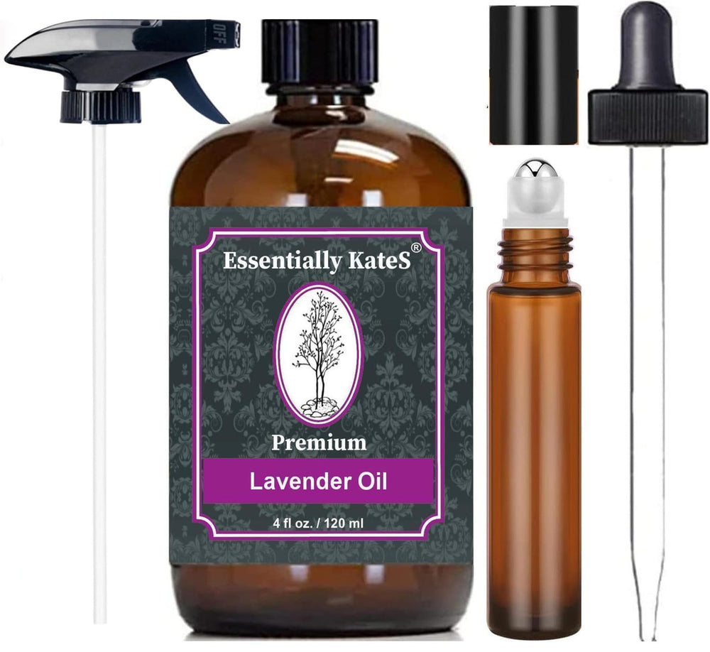 Aceite de lavanda Essentially KateS con gotero de vidrio para dosificar con precisión.